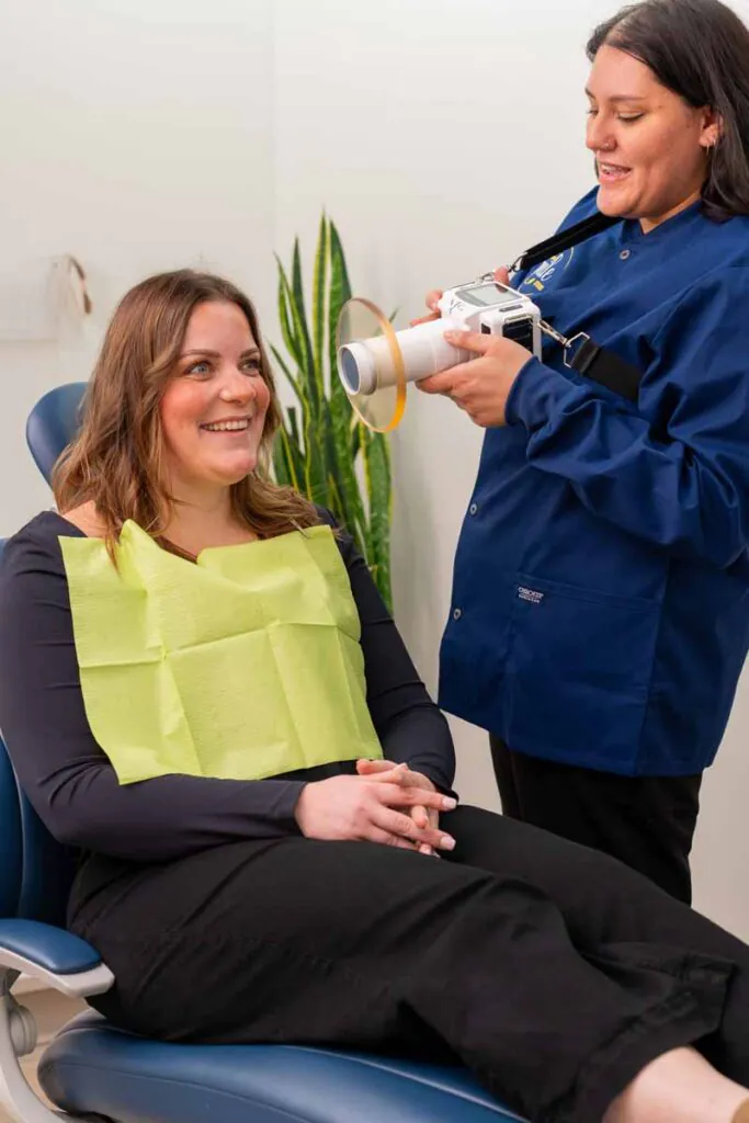 patient getting dental x-rays at Evergreen Smile Studio