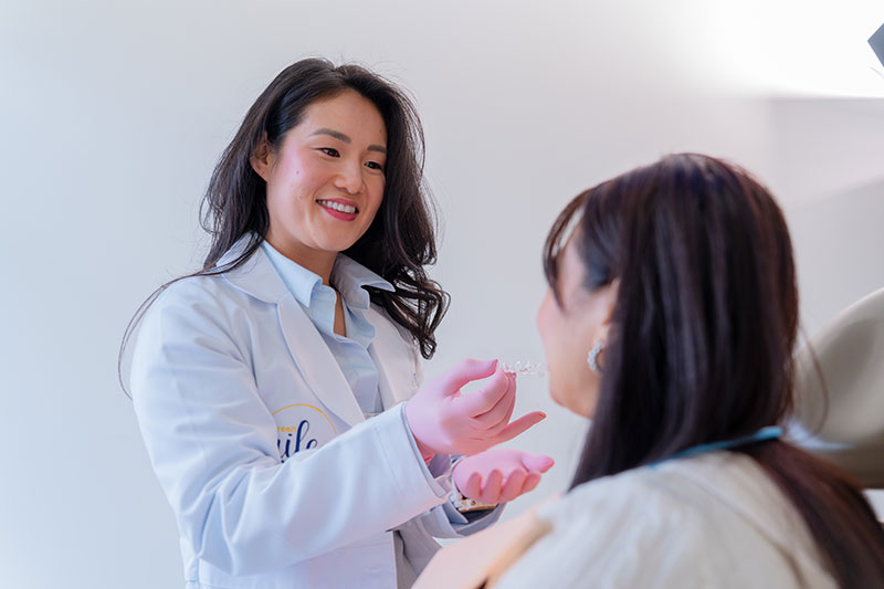 Dr. Rebekah discussing cosmetic dentistry with a patient